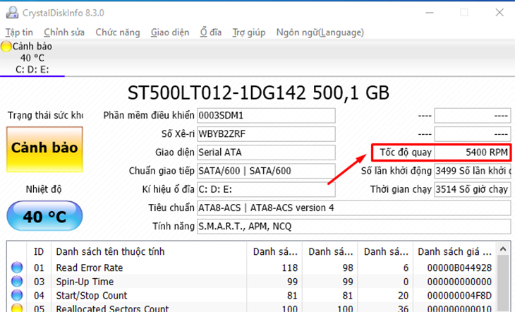 Nếu là HDD sẽ ghi là 7200 hoặc 5400. Nếu không phải 2 số này thì máy chạy ổ cứng SSD