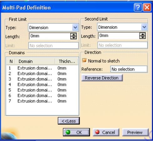 A computer screen shot of a multi-pad definitionDescription automatically generated
