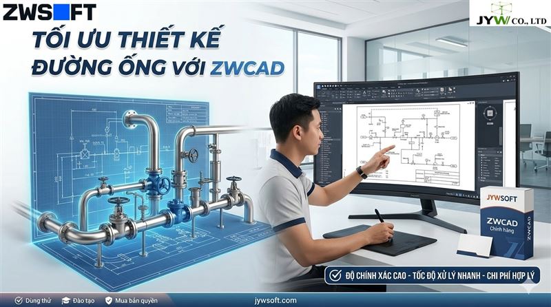 Phần mềm ZWCAD: Giải pháp thiết kế đường ống 2D tối ưu cho kỹ sư